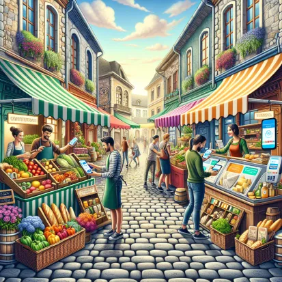 A European Man in a Market Stall Paying With YEM