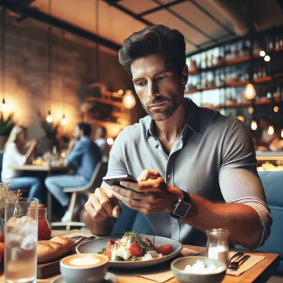 A European Man in a Restaurant Paying With YEM