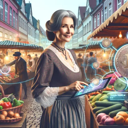 A German Woman in a Market Stall Paying With YEM