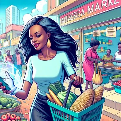 A Ugandan Woman in a Grocery Store Paying With YEM