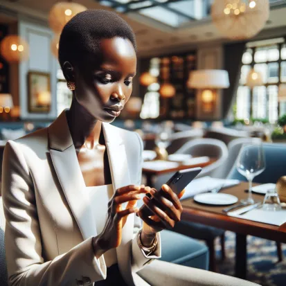 A Ugandan Woman in a Restaurant Paying With YEM