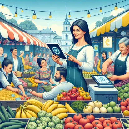 A Ukranian Woman in a Market Stall Paying With YEM