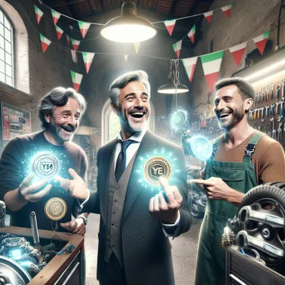 An Italian Man in a Car Repair Shop Paying With YEM